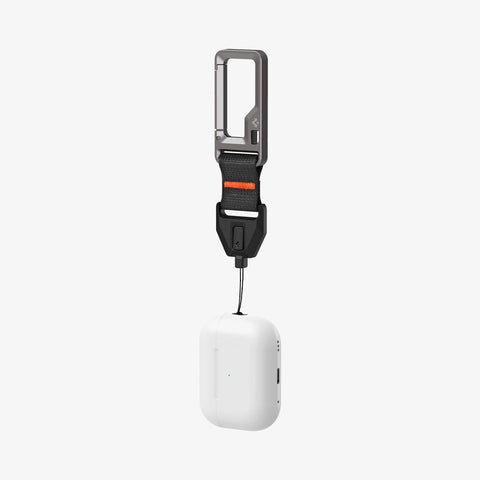 ASD05861 - AirPods Pro 2 Lanyard Carabiner in black showing AirPods connected