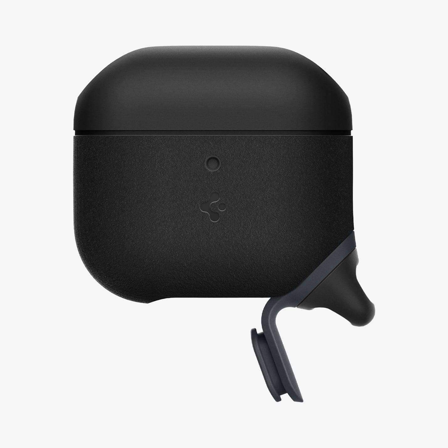 ASD01990 - Apple AirPods 3 Case Slim Armor IP in black showing the front with plug cover off