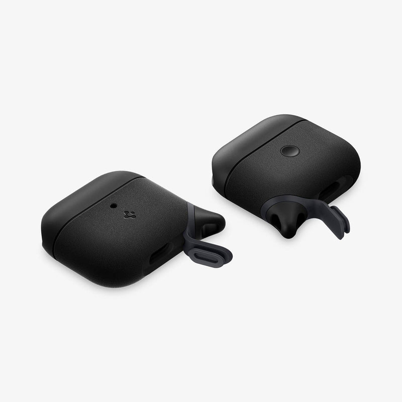 ASD01990 - Apple AirPods 3 Case Slim Armor IP in black showing the front, back and sides with plug cover off