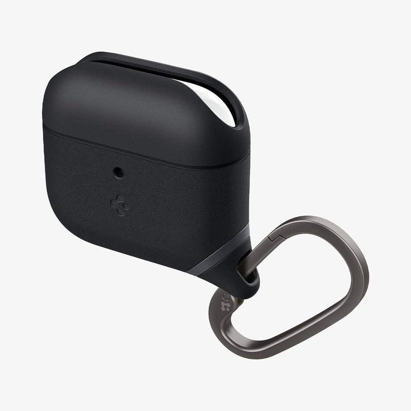 ASD01990 - Apple AirPods 3 Case Slim Armor IP in black showing the front, side and carabiner