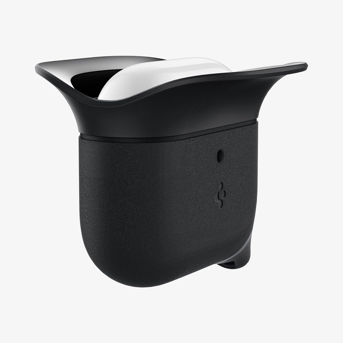 ASD01990 - Apple AirPods 3 Case Slim Armor IP in black showing the front and side with top flaps pulled apart