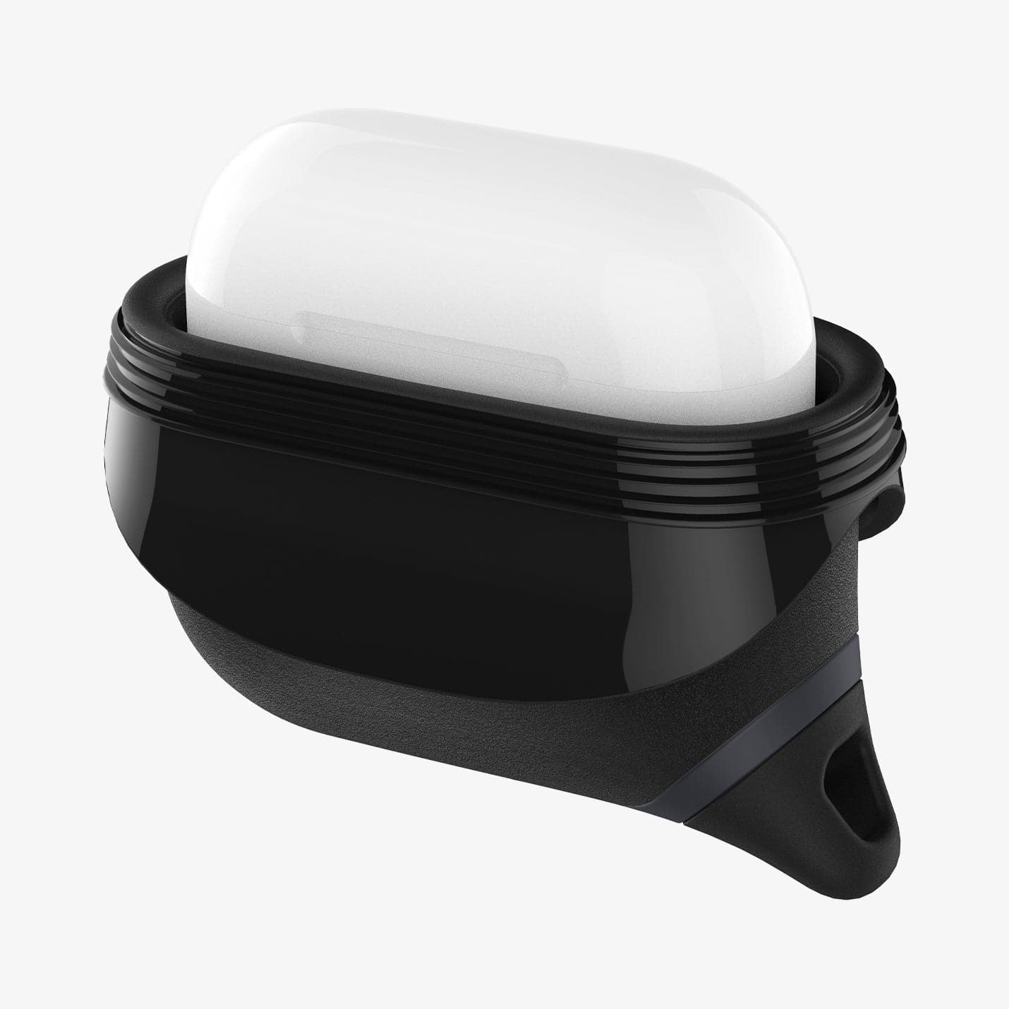 ASD01990 - Apple AirPods 3 Case Slim Armor IP in black showing the front and side with two flaps pulled down