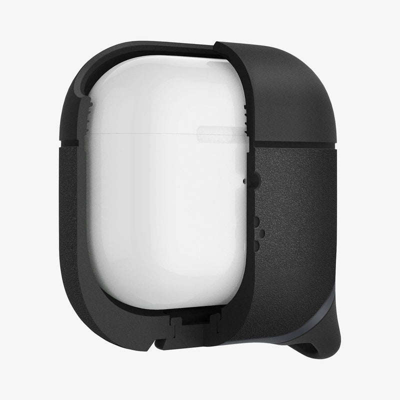 ASD01990 - Apple AirPods 3 Case Slim Armor IP in black showing the front with case cut half open