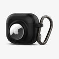 ACS03168 - Apple AirPods 3 Tag Armor Duo in black showing the front and side with AirTag in slot and carabiner