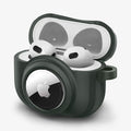 ACS04393 - Apple AirPods 3 Case Tag Armor Duo in military green showing the front, side and top open with AirPods inside