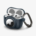 ACS04392 - Apple AirPods 3 Case Tag Armor Duo in metal slate showing the front, side, carabiner and top open with AirPods inside
