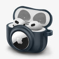 ACS04392 - Apple AirPods 3 Case Tag Armor Duo in metal slate showing the front and side with top open and AirPods inside