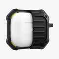 ASD01987 - Apple AirPods 3 Case Tough Armor in black showing the front with case cut half open