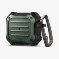 ASD01988 - Apple AirPods 3 Case Tough Armor in military green showing the front and carabiner