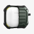 ASD01988 - Apple AirPods 3 Case Tough Armor in military green showing the front with case cut half open