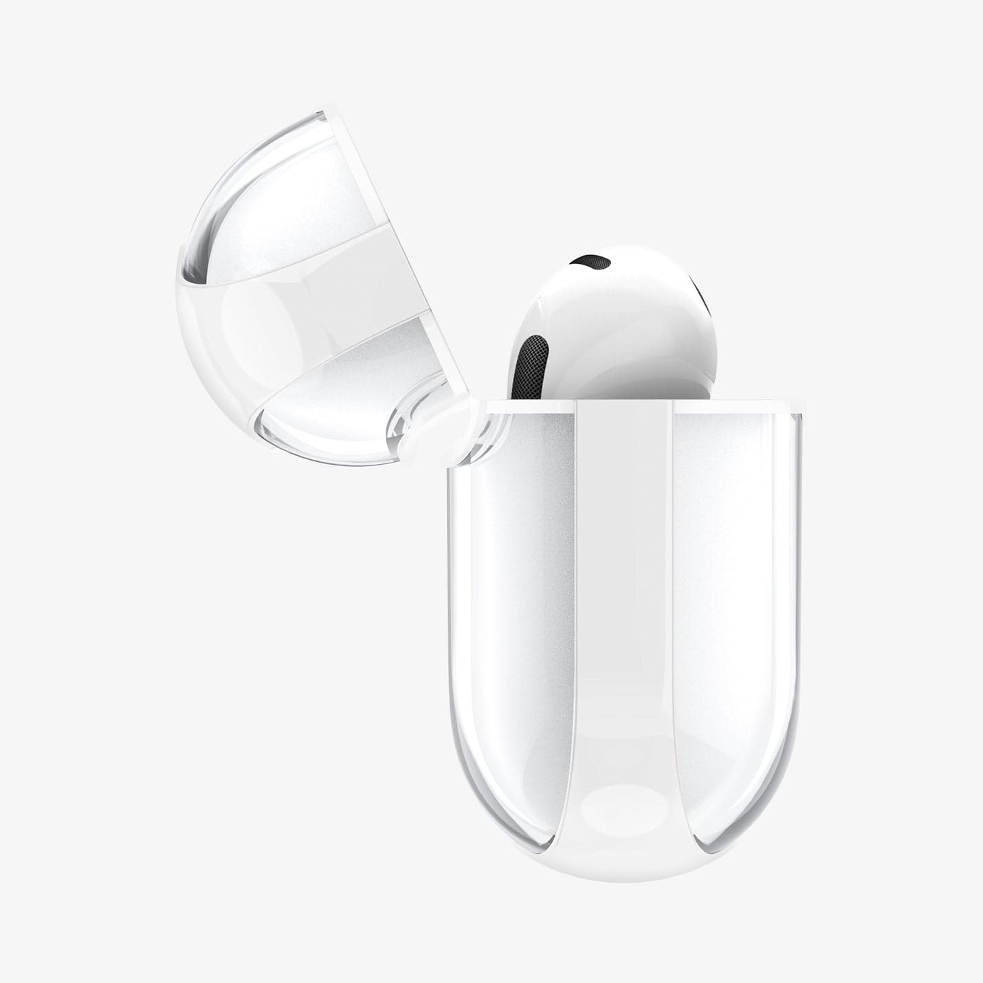 ASD01983 - Apple AirPods 3 Case Ultra Hybrid in jet white showing the side with top open and AirPods inside