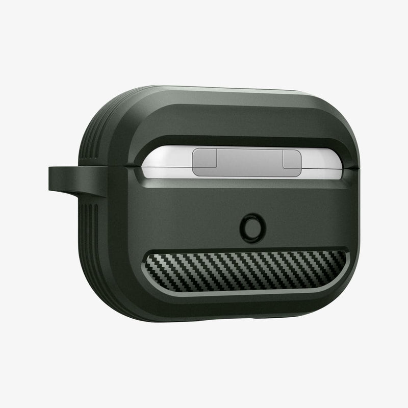 ASD01441 - Apple AirPods Pro Case Rugged Armor in military green showing the back and side