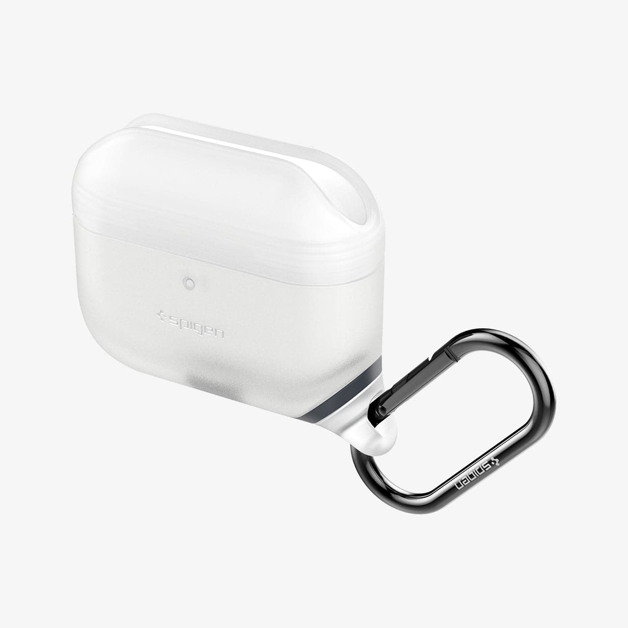 ASD02236 - Apple AirPods Pro / AirPods Pro 2 Case Slim Armor IP in frost clear showing the front, side and carabiner