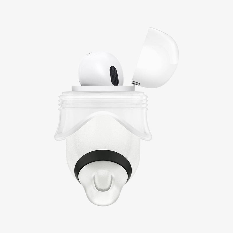 ASD02236 - Apple AirPods Pro / AirPods Pro 2 Case Slim Armor IP in frost clear showing the side with two flaps pulled down and AirPods inside