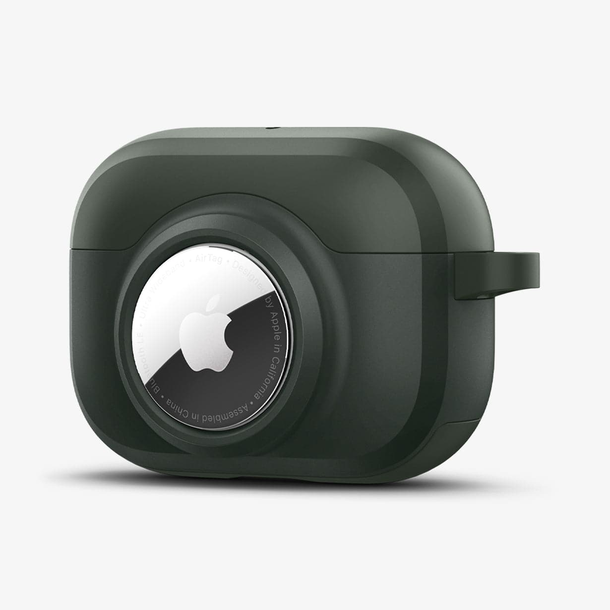 ACS04391 - Apple AirPods Pro Case Tag Armor Duo in military green showing the front, side and AirTag in slot