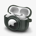 ACS04391 - Apple AirPods Pro Case Tag Armor Duo in military green showing the front, side and top open with AirPods inside