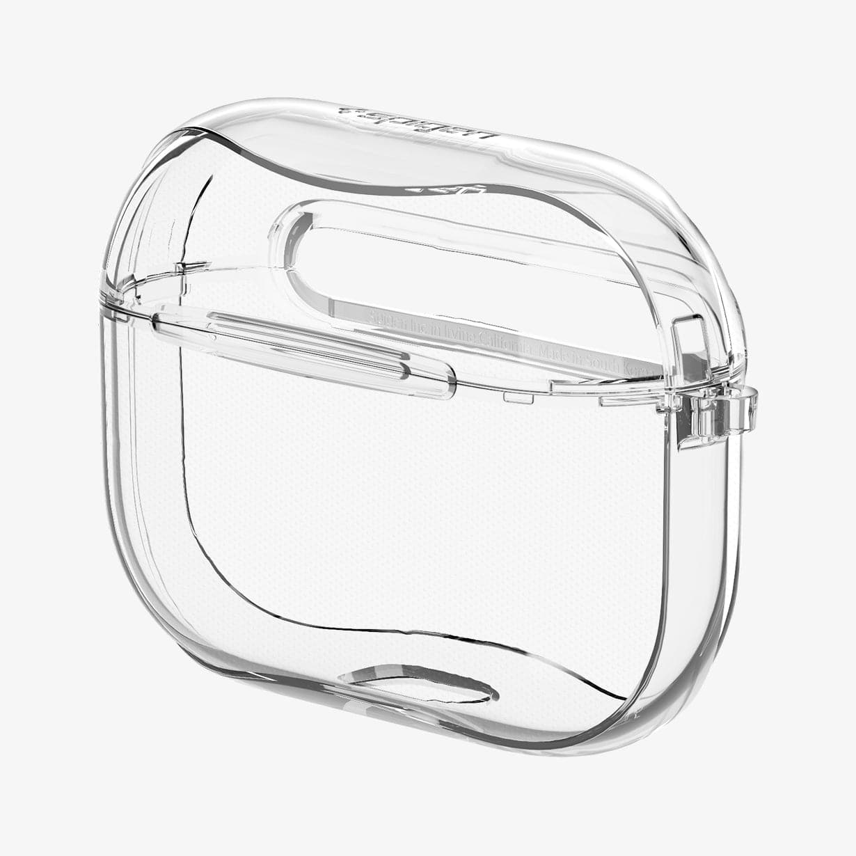 ASD00541 - Apple AirPods Pro Case Ultra Hybrid in crystal clear showing the front and side with no AirPods inside