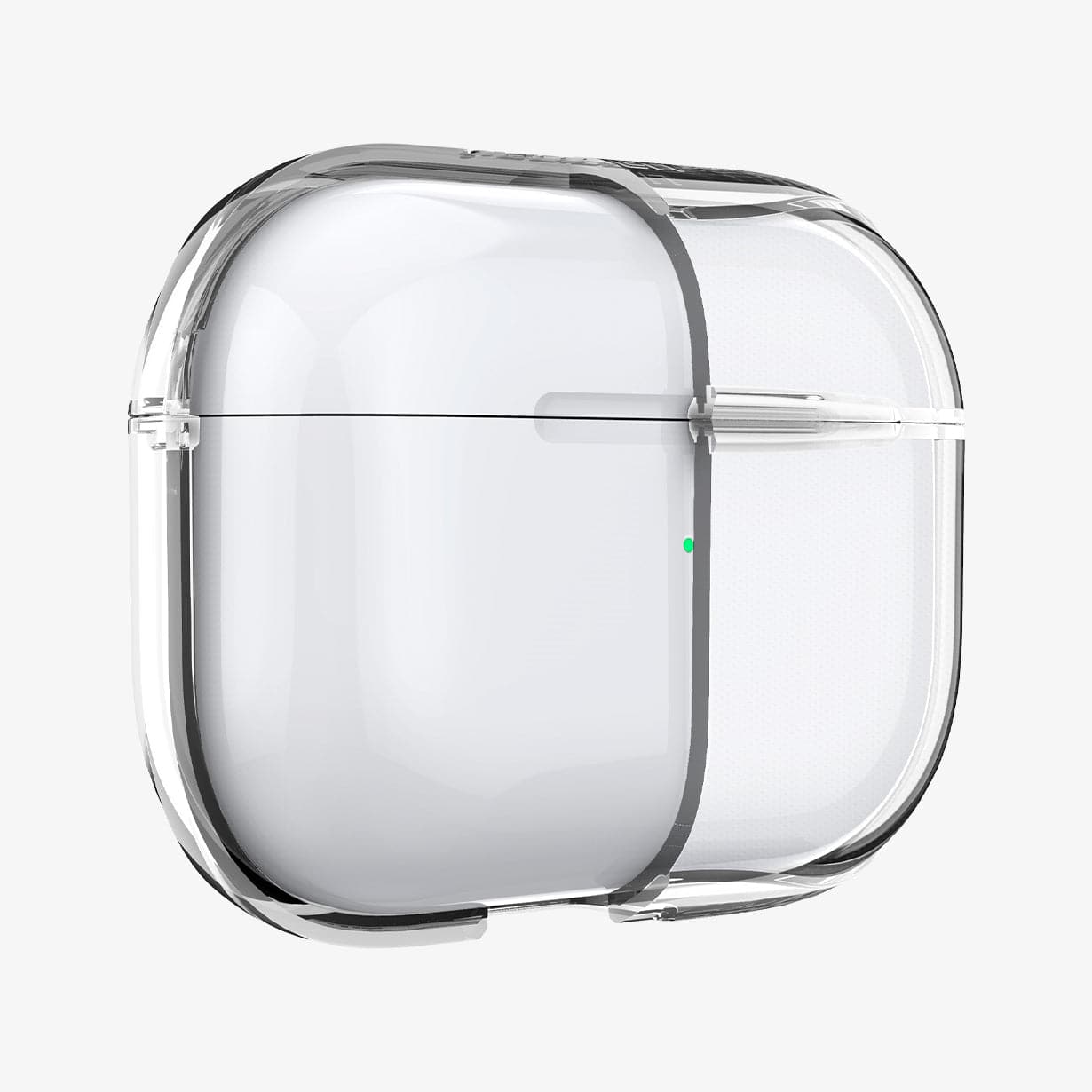 ASD00541 - Apple AirPods Pro Case Ultra Hybrid in crystal clear showing the front with case cut half open