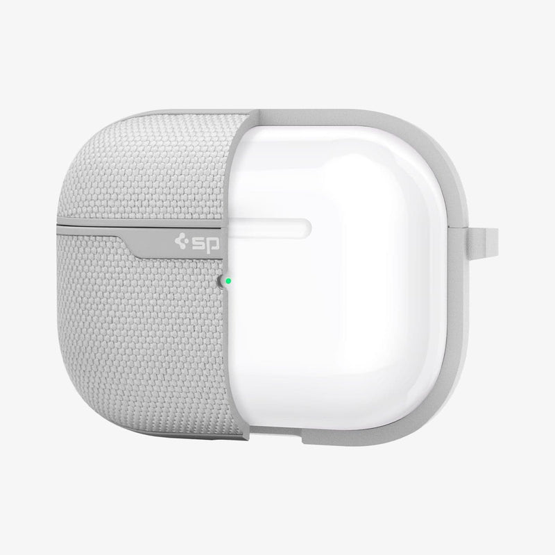 ASD00573 - Apple AirPods Pro Case Urban Fit in gray showing the front with case cut half open