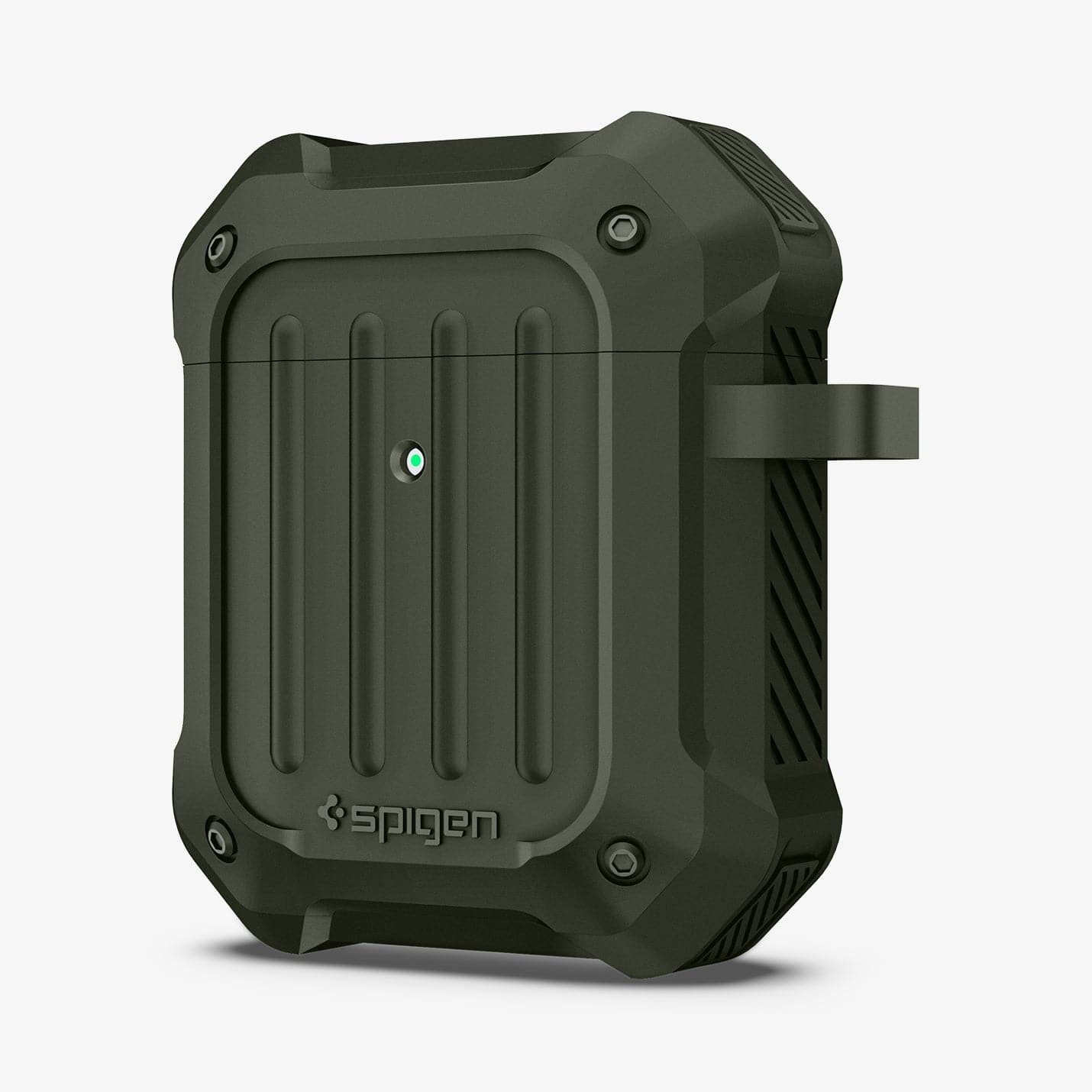074CS26499 - Apple AirPods 1 / 2 Case Tough Armor in military green showing the front and side