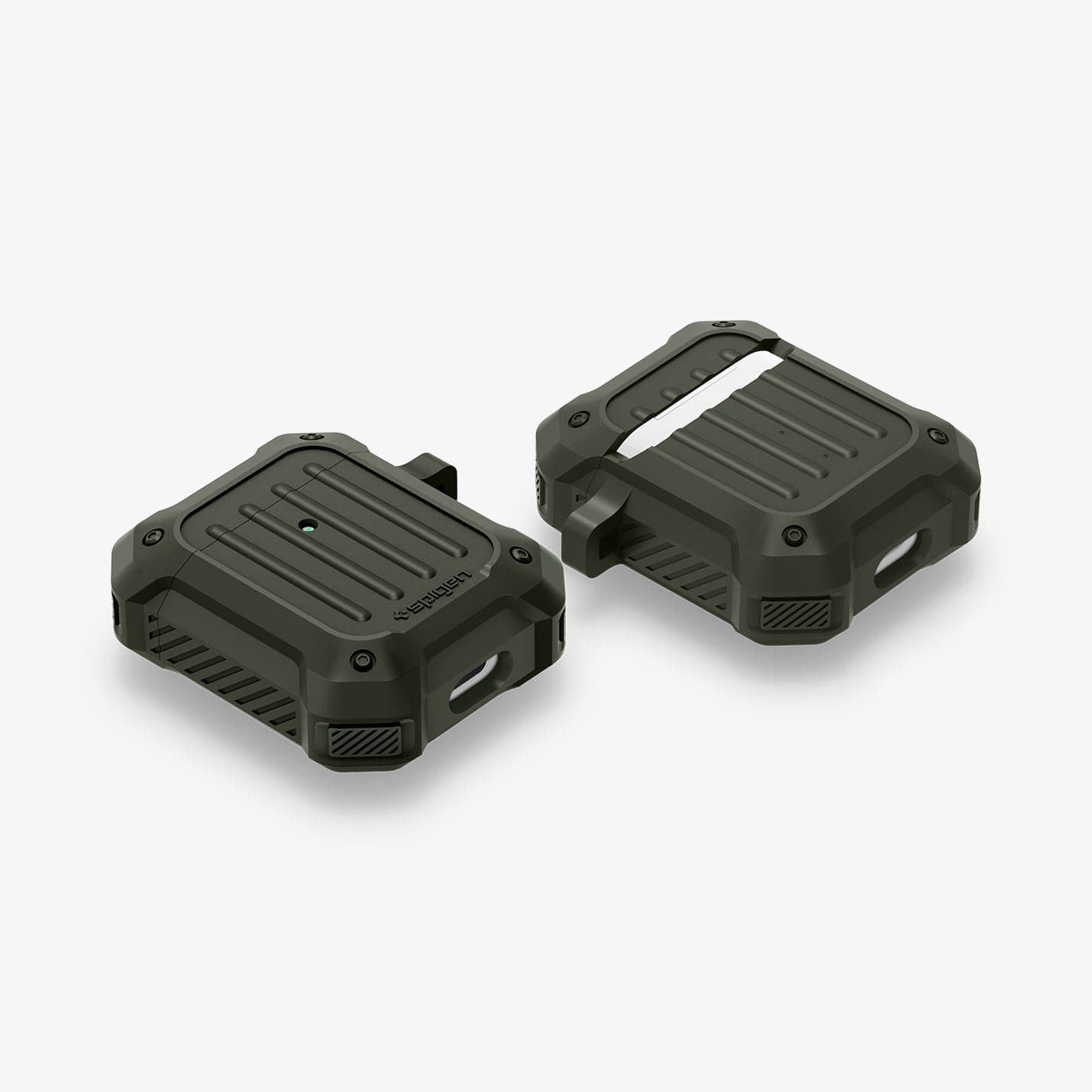074CS26499 - Apple AirPods 1 / 2 Case Tough Armor in military green showing the front, back and sides