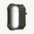 074CS26499 - Apple AirPods 1 / 2 Case Tough Armor in military green showing the front with case cut half open