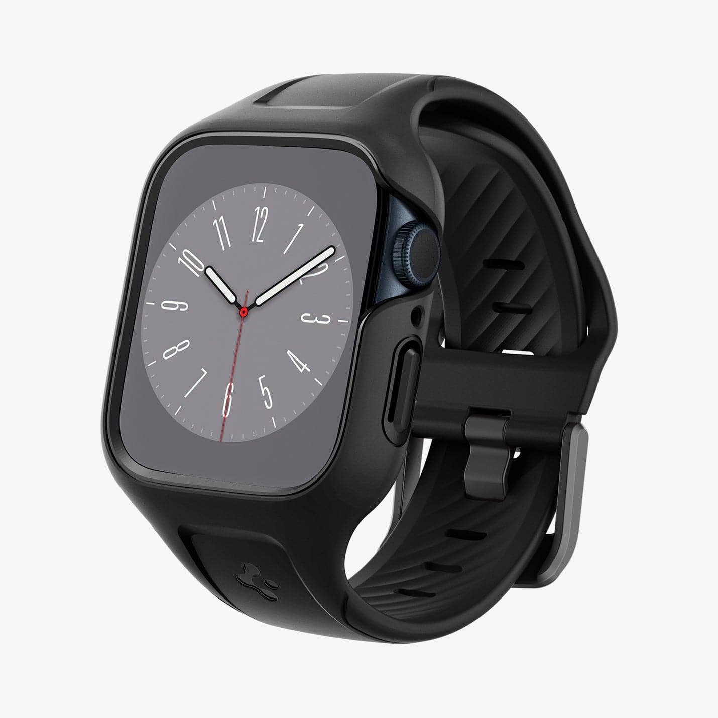 ACS04182 - Apple Watch Series (45mm) Case Liquid Air Pro in black showing the front and partial inside of band