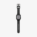 ACS04182 - Apple Watch Series (45mm) Case Liquid Air Pro in black showing the front with watch band laid out flat