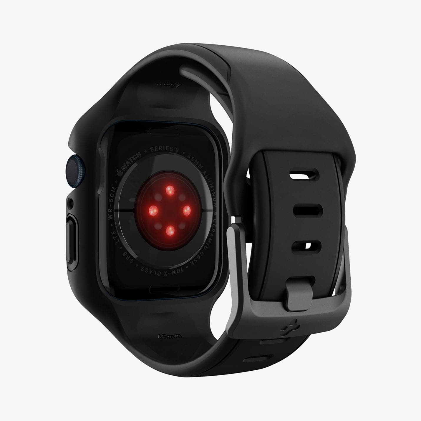 ACS04182 - Apple Watch Series (45mm) Case Liquid Air Pro in black showing the back