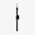 AMP06926 - Apple Watch Series (Apple Watch (49mm)/Apple Watch (45mm)/Apple Watch (42mm)) Watch Band Enzo in black showing the front and side with watch band laid out flat