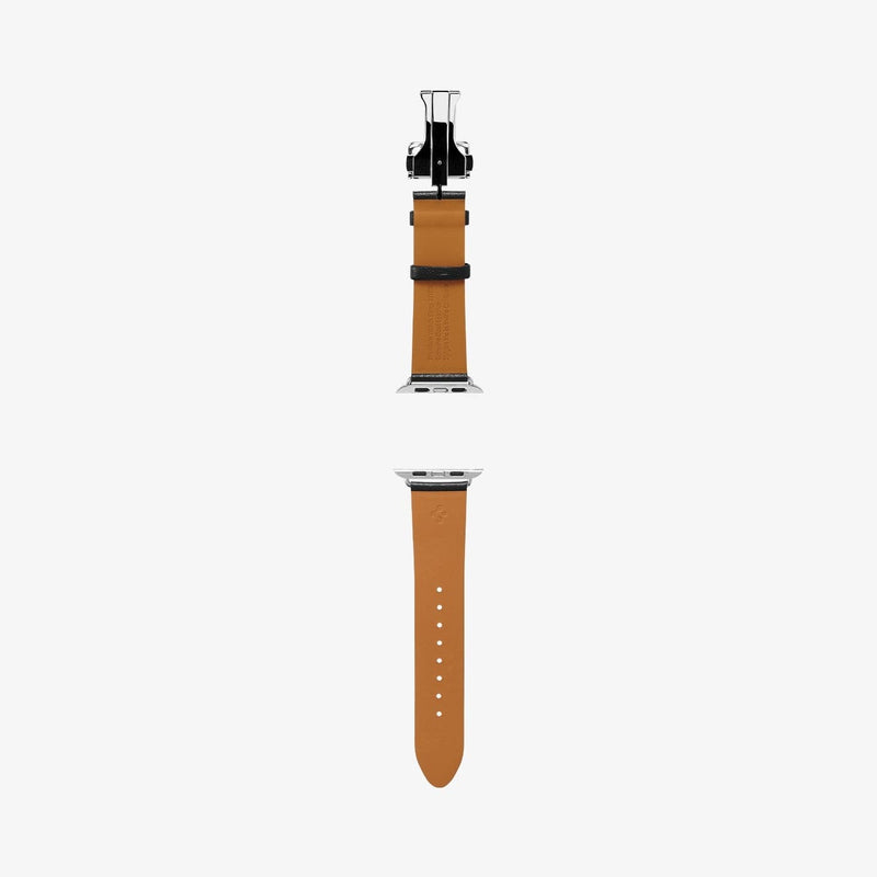 AMP06927 - Apple Watch Series (Apple Watch (49mm)/Apple Watch (45mm)/Apple Watch (42mm)) Watch Band Enzo in classic brown showing the watch band laid out flat