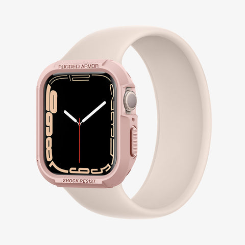062CS24470 - Apple Watch Series (Apple Watch (45mm)) Case Rugged Armor in rose gold showing the front and partial inside of band