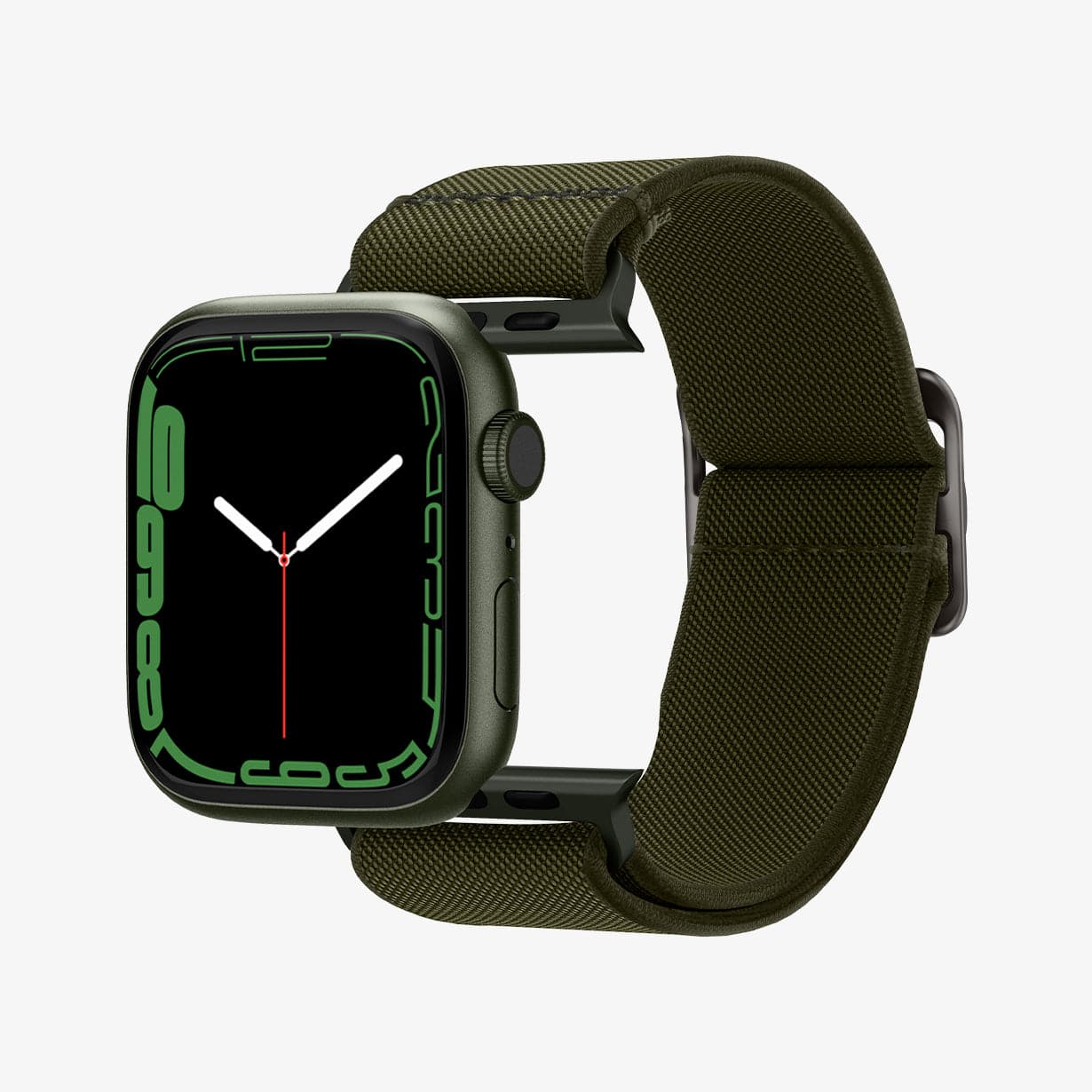 AMP02292 - Apple Watch Series (Apple Watch (41mm)/Apple Watch (38mm)) Watch Band Lite Fit in khaki showing the watch face hovering in front of watch band