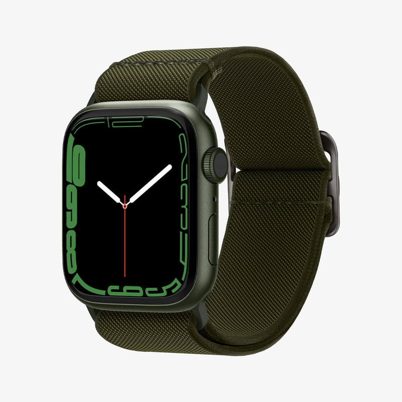 AMP02292 - Apple Watch Series (Apple Watch (41mm)/Apple Watch (38mm)) Watch Band Lite Fit in khaki showing the front and inside of band