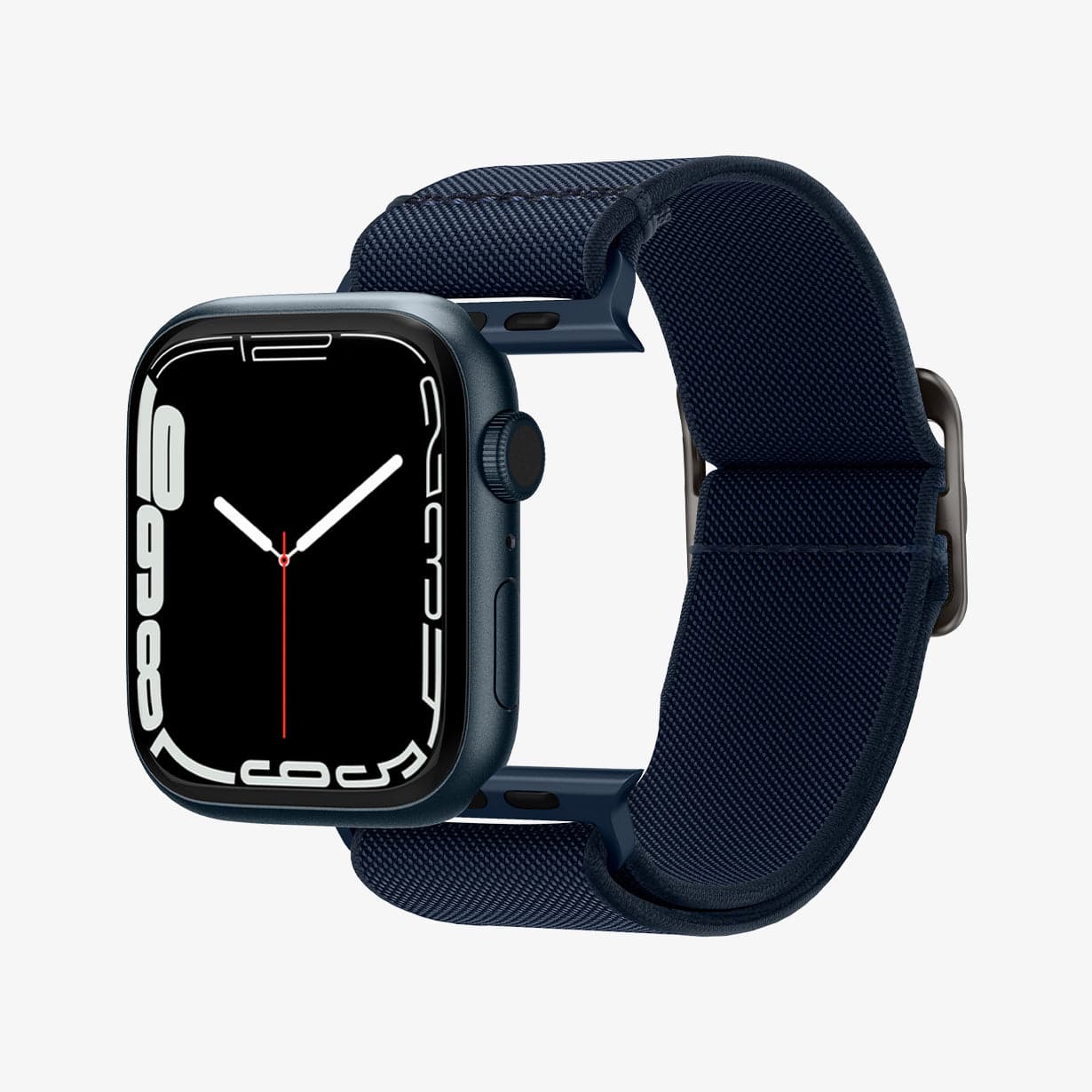 AMP02287 - Apple Watch Series (Apple Watch (49mm)/Apple Watch (45mm)/Apple Watch (42mm)) Watch Band Lite Fit in navy showing the watch face hovering in front of watch band