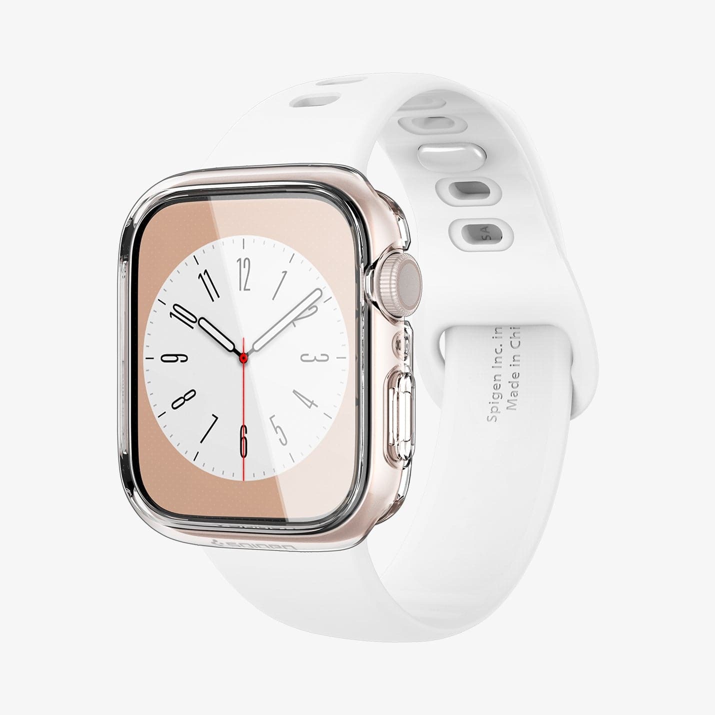 ACS04611 - Apple Watch Series (45mm) Case Ultra Hybrid in crystal clear showing the front and inside of band