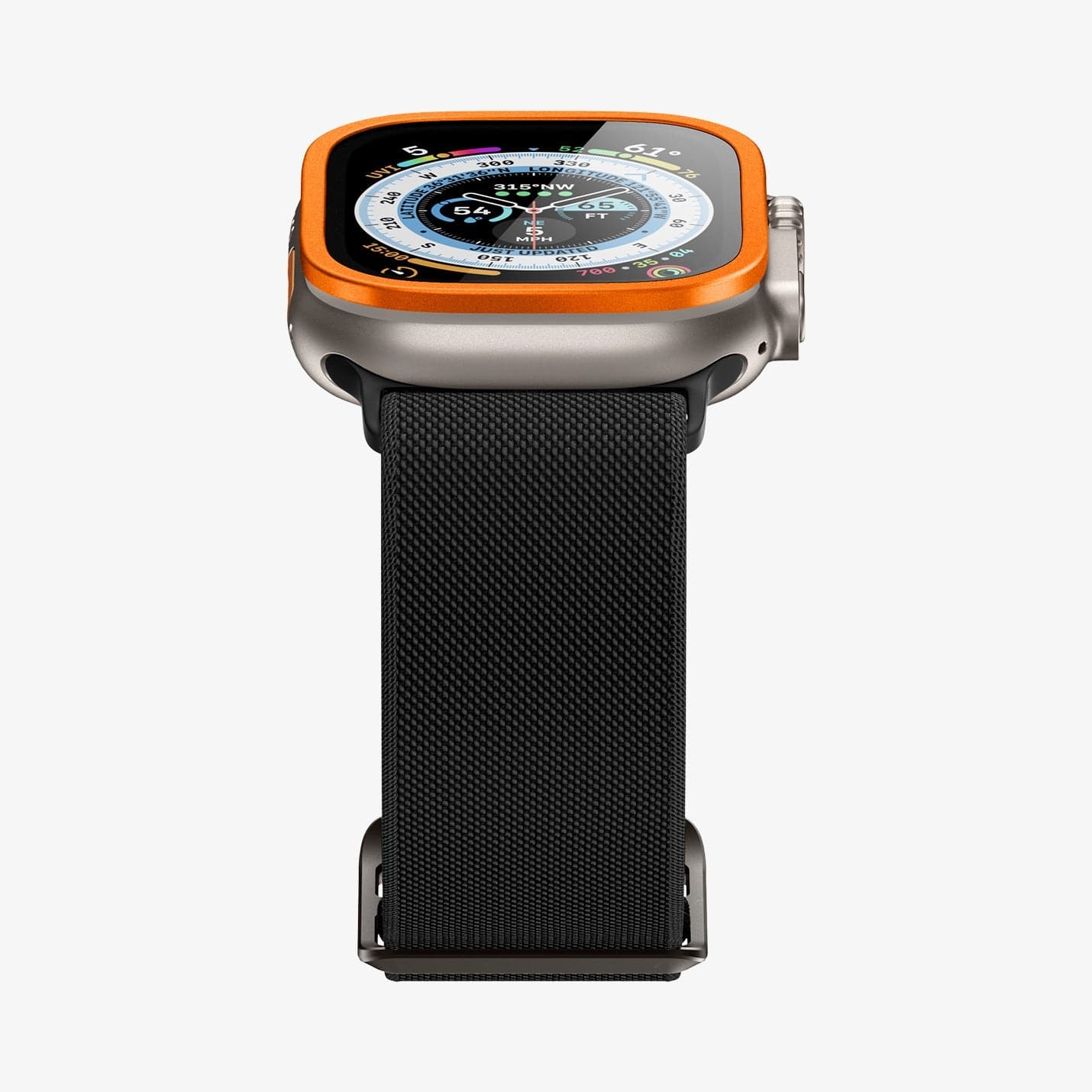 AGL06162 - Apple Watch Ultra (Apple Watch (49mm)) Screen Protector Glas.tR Slim Pro in orange showing the bottom and front