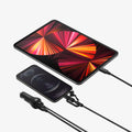 000CP25597 - SteadiBoost USB-C PD3.0 Car Charger showing the car charger charging a phone and tablet at same time