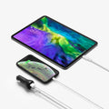 000CP25597 - SteadiBoost USB-C PD3.0 Car Charger showing the car charger charging a phone and tablet at once