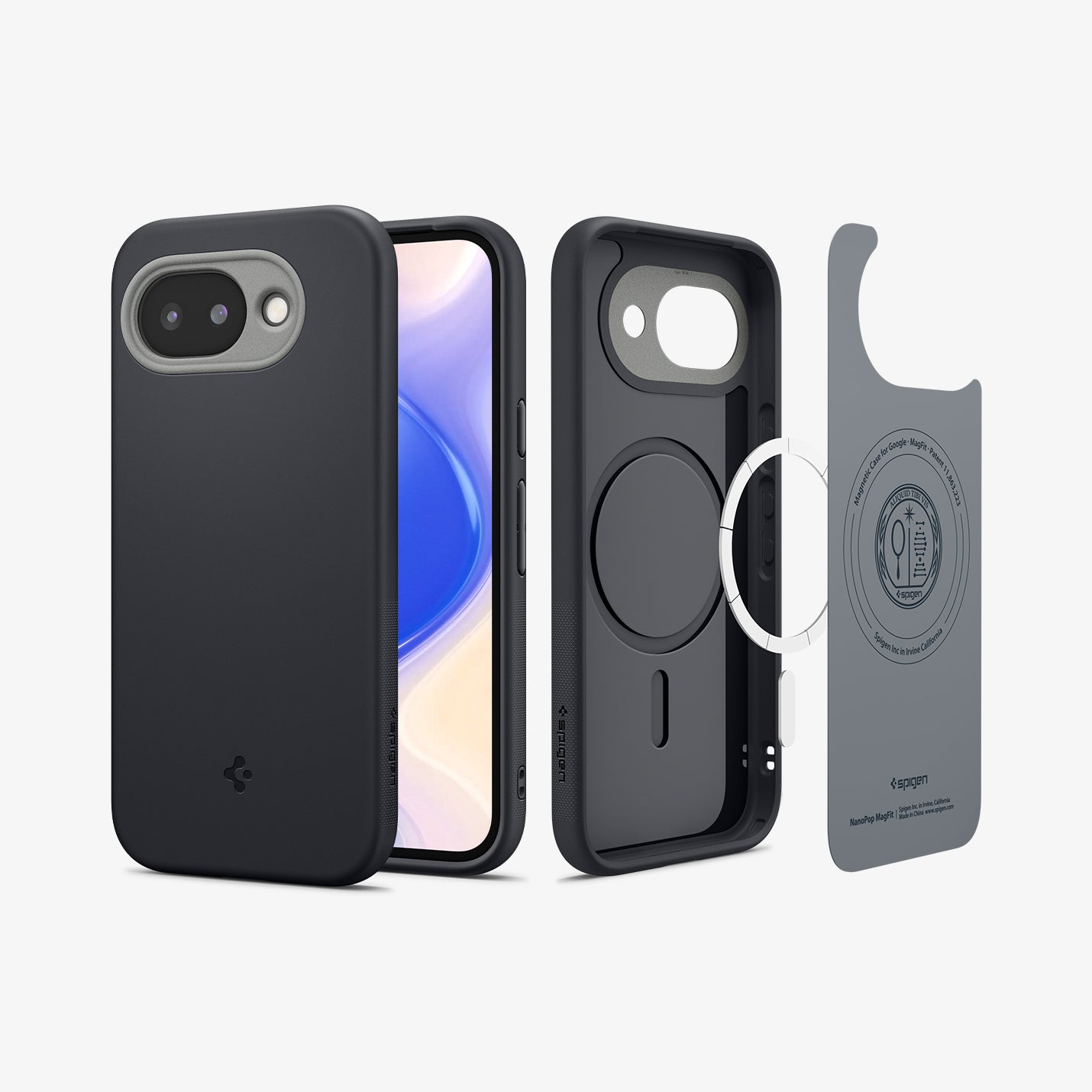 ACS11287 - Pixel 10a Nano Pop (Mag Fit) in Black Sesame showing the back, front and inside