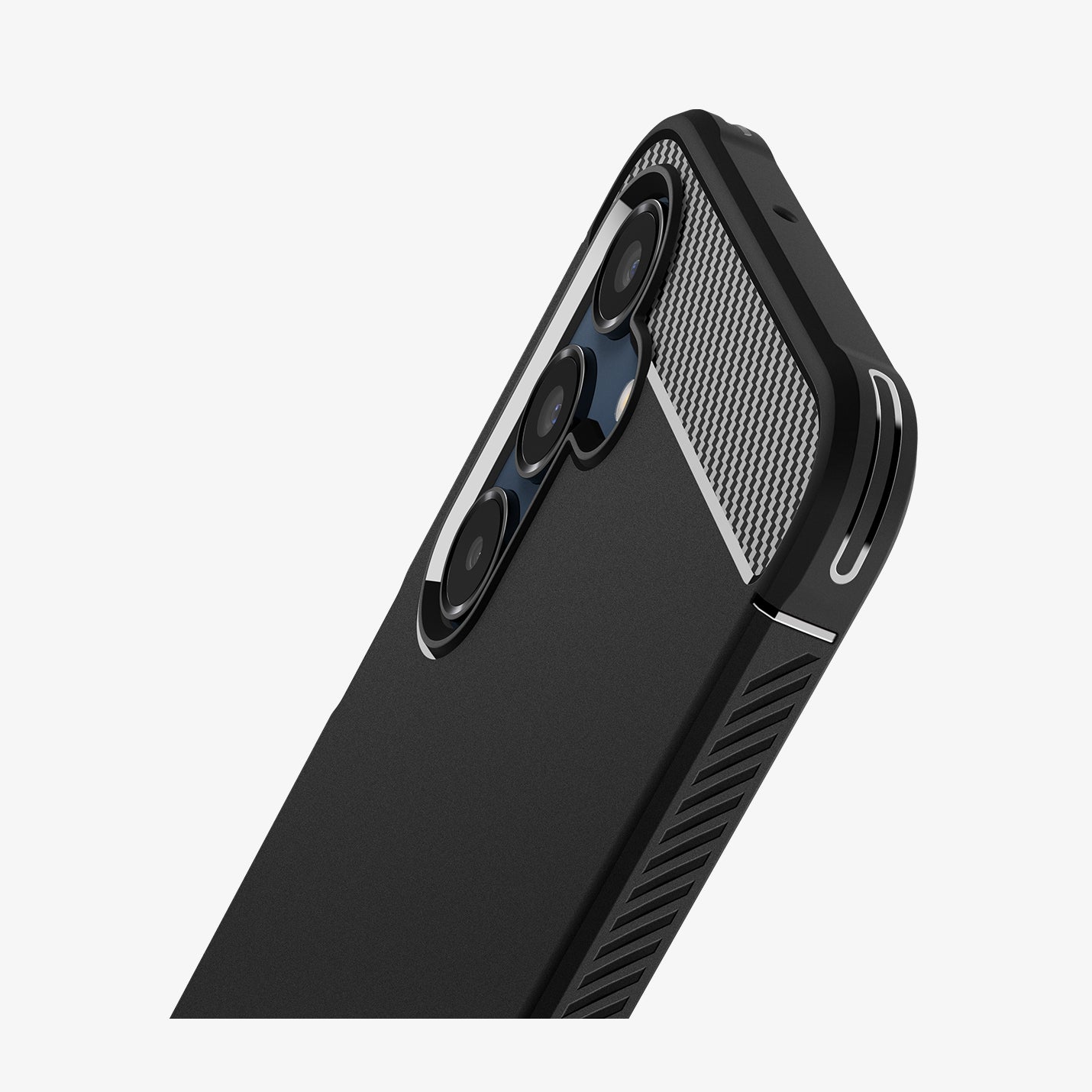 ACS08891 - Galaxy A16 5G Case Rugged Armor in Matte Black showing the back partial top and side zoomed in