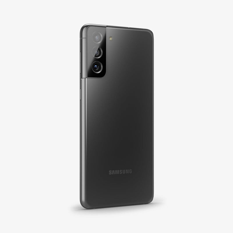 AGL04146 - Galaxy S22 5G Galaxy S22 Plus 5G Optik Lens Protector in black shown on upright phone camera lens