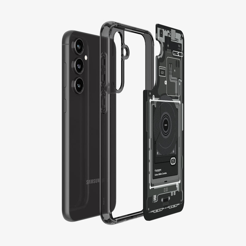 ACS06372 - Galaxy S23 FE Case Ultra Hybrid in zero one showing the multiple layers of case hovering away from the device