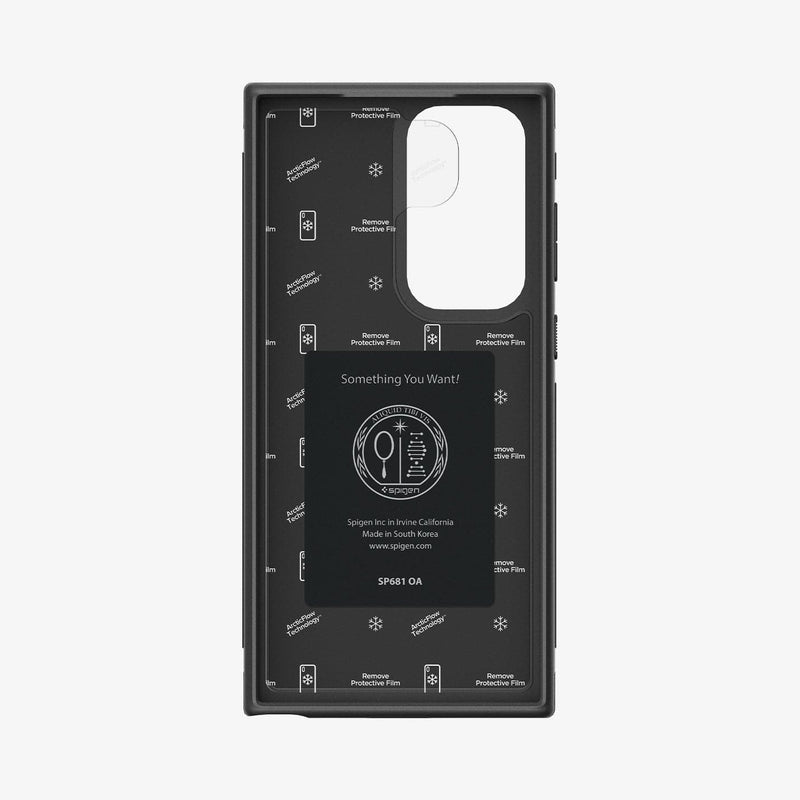 ACS05616 - Galaxy S23 Ultra Case Cryo Armor in matte black showing the inside of case with film