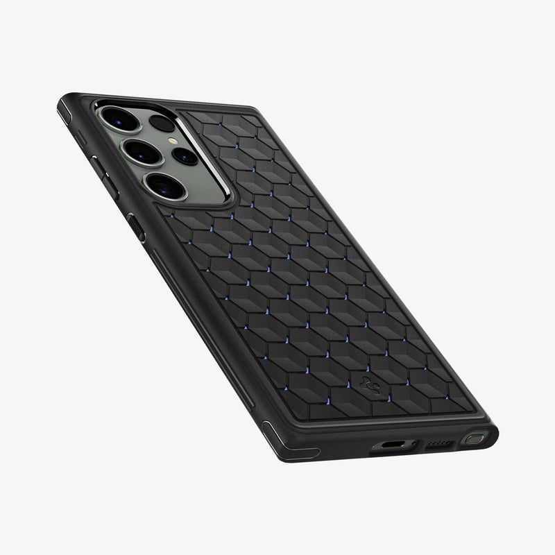 ACS05616 - Galaxy S23 Ultra Case Cryo Armor in matte black showing the back, side and bottom