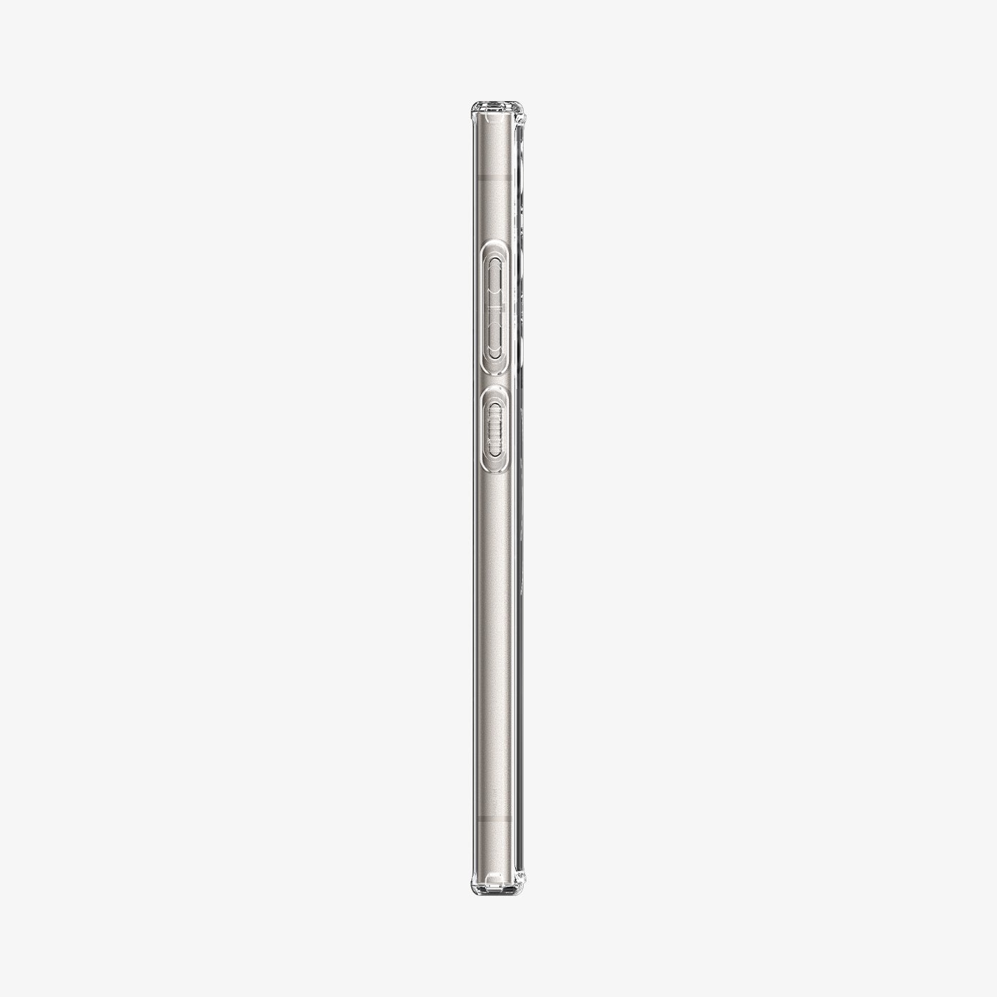 ACS07624 - Galaxy S24 Ultra Case Ultra Hybrid Metal Ring Zero One (MagFit) in Natural Titanium showing the side with side buttons