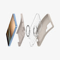 ACS09165 - Galaxy S25 Ultra Case Silicone Fit (MagFit + Qi2 Ready) in Natural Titanium showing the inner hovering in front of the 2nd layer cover, detached metalring first layer cover and the device
