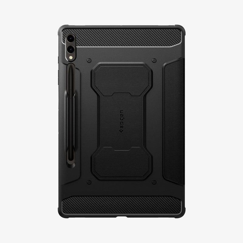 ACS06539 - Galaxy Tab S9+ Case Rugged Armor Pro in black showing the back