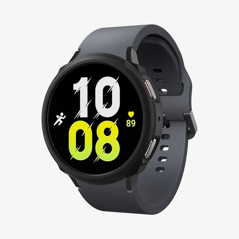 ACS03139 - Galaxy Watch 5/4 (40mm) Case Liquid Air in matte black showing the front and partial inside of band