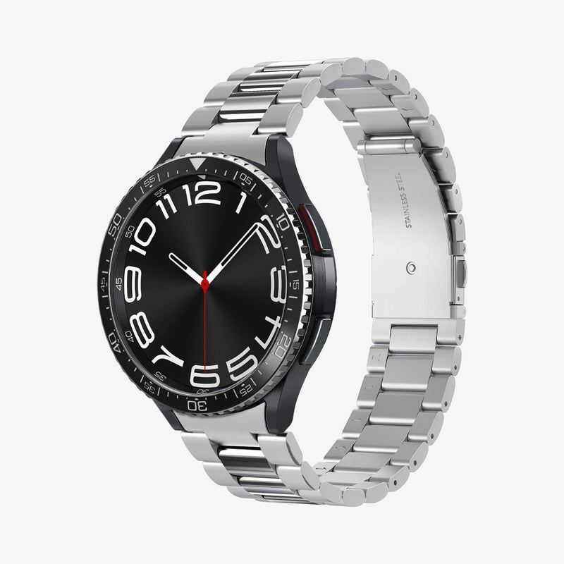 ACS06863 - Galaxy Watch 6 Classic (43mm) Bezel Tune in black showing the front, side and inside of band